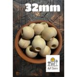 Artdeco 32 mm HAM Ahşap Boncuk ( 8 Adet ) Yuvarlak Makrome Çanta Tasarım Tahta Delik Çapı 12 mm