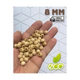 Artdeco 8mm Vernikli Ahşap Boncuk (50 Gram ort 224 Adet)Delik Çapı 3mm Makrome Takı Bileklik Tahta