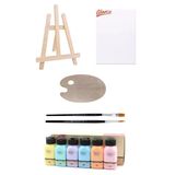 Artdeco Akrilik Boya 6x75 Ml Pastel 25x35tuval Ahşap Palet Mini Masaüstü Şövale Seti