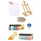 Artdeco Akrilik Boya 6x75 Ml Pastel Canlı Renkler 35x50tuval Ahşap Palet Msaüstü Şövale Seti Set
