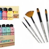 Artdeco Akrilik Boya 6x75ml Pastel Renkler + Canlı Renkler + Fanart 650 7li Fırça Seti