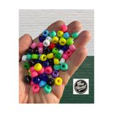 Artdeco Geniş Delikli Karışık Renkli Plastik Boncuk,9x6mm Yassı Silindir Model Takı Boncuğu (25gr,~60 Adet)