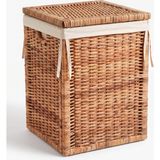 Arte Flora Branas Doğal Rattan Kirli Çamaşır Sepeti 80 Lt Kapaklı ve Yıkanabilir Astarlı Hasır Sepet 40 x 40 x 57 cm