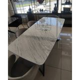 Arte Marble Carrara Yemek Masası 200x100 - Beyaz