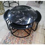Arte Marble Portoro White Pizza Dilim Orta Sehpa