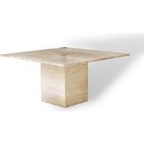 Arte Marble Traverten Yemek Masası 120 Çap - Bej - 120x120