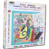 Artebella 08 I Ahşap Çerçeveli Mandala Tuval Boyama Seti + 6 Yaş 32x32 cm