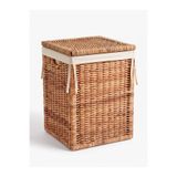 arteflora Branas Doğal Rattan Kirli Çamaşır Sepeti 80 Lt Kapaklı ve Yıkanabilir Astarlı Hasır Sepet 40 x 40 x 57 cm