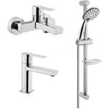 Artema Flo S Banyo + Lavabo Bataryası + Artema Slim 3f Sürgülü Duş Seti - std - Krom