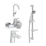 Artema Flow Round Lavabo Eviye Banyo Batarya Artema Solo C Sürgülü Krom El Duşu Seti