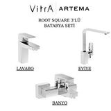 Artema Root Square Krom Lavabo-banyo-eviye Bataryası 3'lü Set A42732-a42737-a42753 Gri