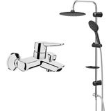 Artema Solid S Banyo Batarya, Valtemo Siyah Tepe Duş Takımı 5280 - Krom - Siyah