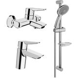 Artema Solid S Banyo + Lavabo Bataryası + Artema Samba 3f Sürgülü Duş Takımı - std - Krom