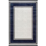 Artemis Halı Murano 02981D Gri Lacivert Çizgili Çerçeveli Yün Halı GRİ LACİVERT 120 x 180