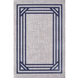 Artemis Halı Murano 09163B Gri Lacivert Çizgili Çerçeveli Yün Halı GRİ LACİVERT 160 x 230