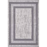 Artemis Halı Murano 09164B Gri Krem Çerçeveli Çizgili Yün Halı Gri - Krem 120 x 180