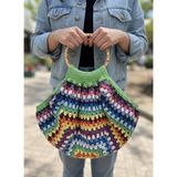Artepieza 34X36 Çok Renkli Koton Iplik Astarlı Bambu Saplı Çanta-Koton El Örgüsü Astarlı Çanta-Bambu Saplı Çok Renkli Koton El Örgüsü Çanta - Çok - Renkli