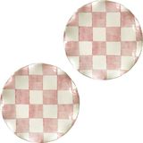 Arter Home Damalı Pembe 2'li Pasta Tabağı