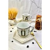 Arter Home Hermoni Monogram Porselen Harf Kupa - Ö Harfi