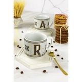 Arter Home Hermoni Monogram Porselen Harf Kupa - R Harfi