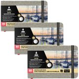 Arteza 3,5 x 5,5 inç Suluboya Kitap, 3'lü Paket, Küçük Cep Pedleri, Günlük başına 80 Sayfa, 110 lbs/230gsm, İç Cepli ve Elastik Kayışlı, Suluboya Teknikleri ve Karışık Teknik Sanat Malzemeleri