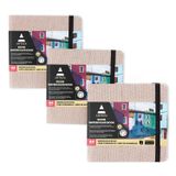 ARTEZA Suluboya Eskiz Defteri, 3'lü Paket, Her Biri 88 Sayfa, 13,5 x 12,5 cm, Bej Suluboya Kitabı, Ciltli Kapak 110lbs/230 gsm Suluboya Defter