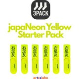 Arteziahn Japaneon Starter 3PACK Neon Sarı Unisex Lifestyle & Spor Havlu Taban Organik Pamuklu 3'lü Çorap Seti - 40 - 44