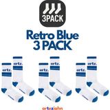 Arteziahn Retro Blue 3PACK - Beyaz & Mavi Unisex Spor & Lifestyle Havlu Taban Organik Pamuklu 3'lü Çorap Seti - 40 - 44 - Beyaz - Mavi