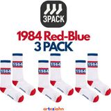Arteziahn Since 1984 3PACK - Beyaz-Mavi-Kırmızı 3'lü Unisex Spor & Lifestyle Havlu Taban Organik Pamuklu 3'lü Çorap Seti - Beyaz - Kırmızı - Lacivert - 40 - 44