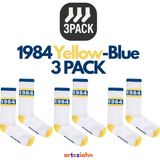 Arteziahn Since 1984 3pack - Beyaz-Mavi-Sarı 3'lü Unisex Spor & Lifestyle Havlu Taban Çorap Seti - 40 - 44