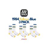 Arteziahn Since 1984 3Pack - Beyaz-Mavi-Sarı 3'Lü Unisex Spor & Lifestyle Havlu Taban Çorap Seti