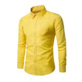 ARTFFEL Erkek Modası Uzun Kollu Saf Renk İnce Cepler Düğme Aşağı Slim Fit Resmi Elbise Gömlek