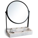 Artfrog Mermer Tepsili Makyaj Aynası, Tepsili Makyaj Aynası, Tepsili Masa Aynası, İki Taraflı 15 cm 1X/3X Büyütme Aynası