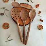 Artful Wooden Ahşap Tahta Servis, Sunum Kaşık Seti - El Yapımı Ceviz Ağacı