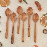 Artful Wooden Ahşap Tahta Servis, Sunum Tatlı Kaşığı - El Yapımı - Zeytin Ağacı - 15 cm
