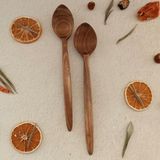 Artful Wooden Ahşap Tahta Servis ve Sunum Kaşığı Seti - El Yapımı - Ceviz Ağacı - 24 cm