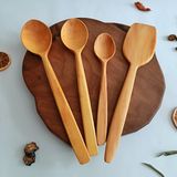 Artful Wooden Ahşap Tahta Servis ve Sunum Kaşığı ve Spatula Seti - El Yapımı - Şimşir Ağacı