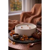 Art&Gift Amber Kokulu Dekoratif Beton Mum Yuvarlak Yatay Form Üç Fitilli Mum 250 gr - Beyaz - 1