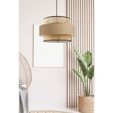 Art&Gift Bohem Triple Metal Kasalı Gerçek Rattan ve Kahve Kumaş Salon Avize Üç Katlı Pasta Yatak Odası Sarkıt
