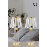 Art&Gift Kristal Cam Başlıklı Metal Ayaklı Gold Abajur Yatak Odası Gece Lambası Oturma Odası Aydınlatma