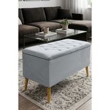 Art&Gift Morbido Sandıklı Yatak Odası Ayak Ucu Puf Antre Bench Ahşap Ayaklı Buz Gri - 90x48x40 - Açık Gri