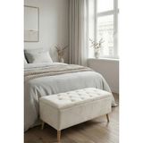 Art&Gift Morbido Sandıklı Yatak Odası Ayak Ucu Puf Antre Bench Ahşap Ayaklı Krem - 90x48x40
