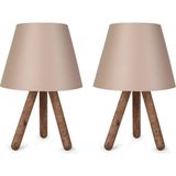 Art&Gift North Home Ahşap Ayaklı Abajur Pvc Başlık 2 ' Li Fırsat Ürünü - Kahverengi