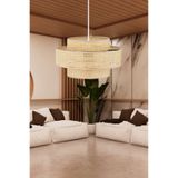 Art&Gift Otantik Trio Metal Kasalı Hasır Kaplama Rattan Salon Avize Üç Katlı Pasta Yatak Odası Sarkıt