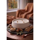 Art&Gift Sandal Ağacı Kokulu Dekoratif Beton Mum Yuvarlak Yatay Form Üç Fitilli Mum 250 gr - Beyaz - 1