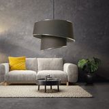 Art&Gift Stil Asitmetrik Pasta Avize Antrasit Kumaş Gümüş Şeritli Yatak Odası Salon Sarkıt - Antrasit - Gümüş