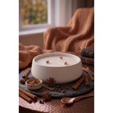 Art&Gift Tarçın Kokulu Dekoratif Beton Mum Yuvarlak Yatay Form Üç Fitilli Mum 250 gr - Beyaz - 1