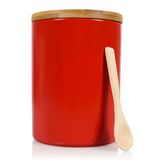 ARTHAUSEN Seramik Saklama Kavanozu - Silikon Contalı Hava Geçirmez Bambu Kapak - Mutfak Tezgahı veya Banyo için Modern Tasarım (Kırmızı 1080 mL)