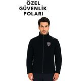 Arthur Kışlık Erkek Nakış Işlemeli 2 Cepli Özel Güvenlik Polar Mont - Göğüsten Logolu - Siyah - 2XL