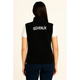 Arthur Kışlık Kadın Nakış Işlemeli 3 Cepli Düz Polar Özel Güvenlik Yeleği - Siyah - 2XL